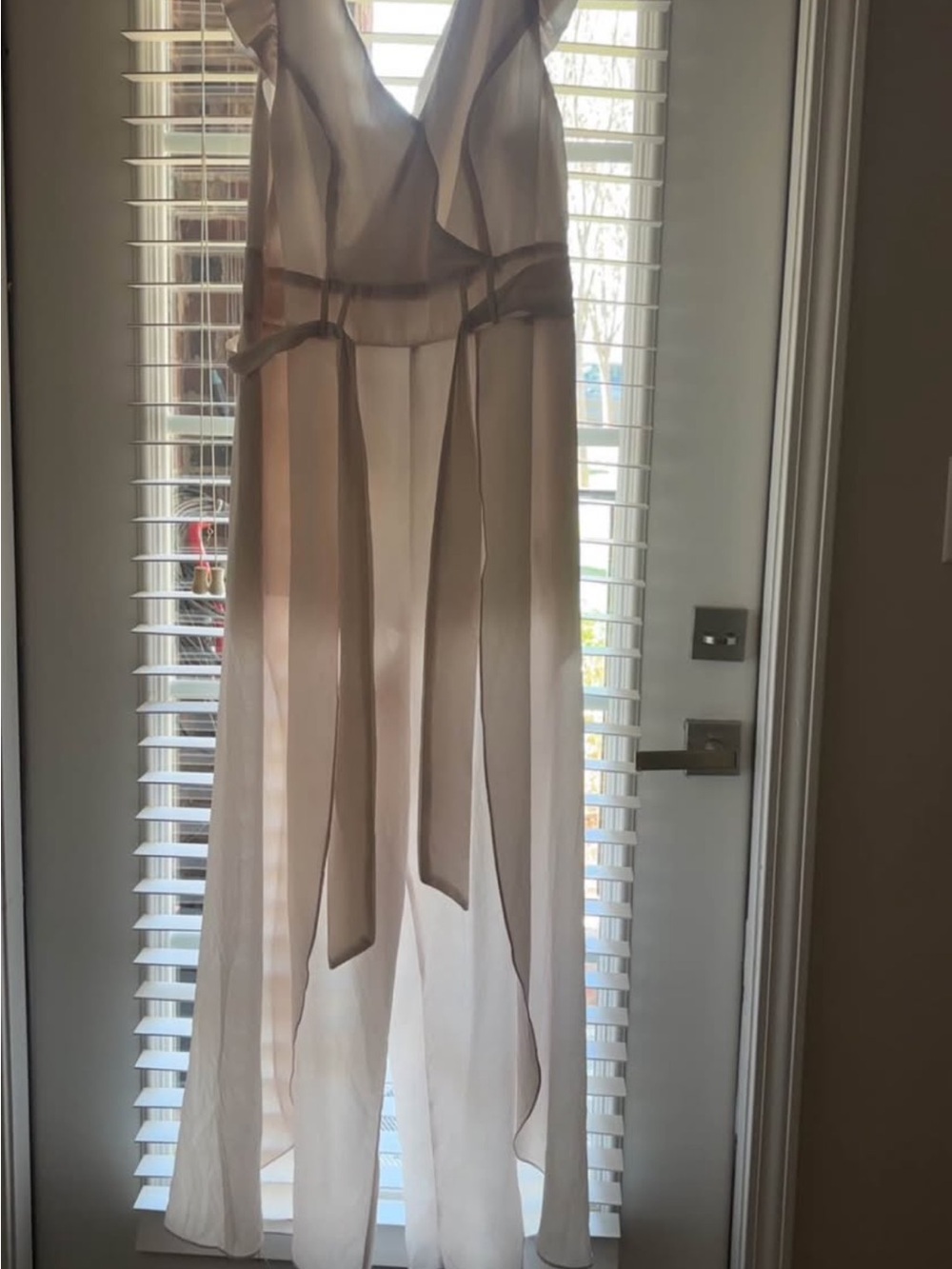Sheer Ivory Wide-Leg Jumpsuit with Belt